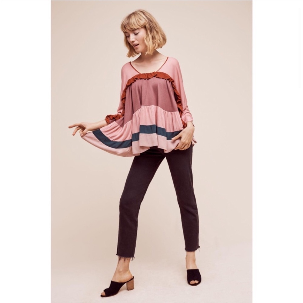 Anthropologie Meadow Rue Colorblock Blouse Swingy Size Medium